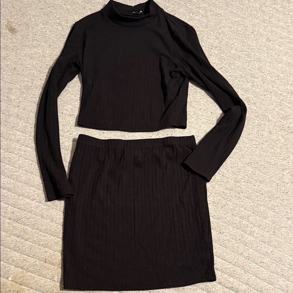 Elegant Black Women's Skirt Set